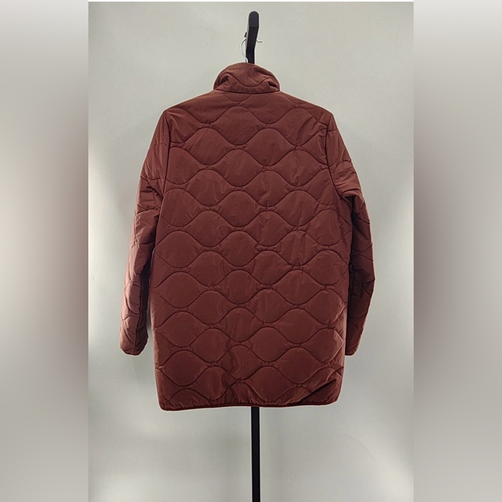 NWT Quince Women Featherless Quilted Long Puffer Jacket Redwood Brown M - Picture 3 of 11